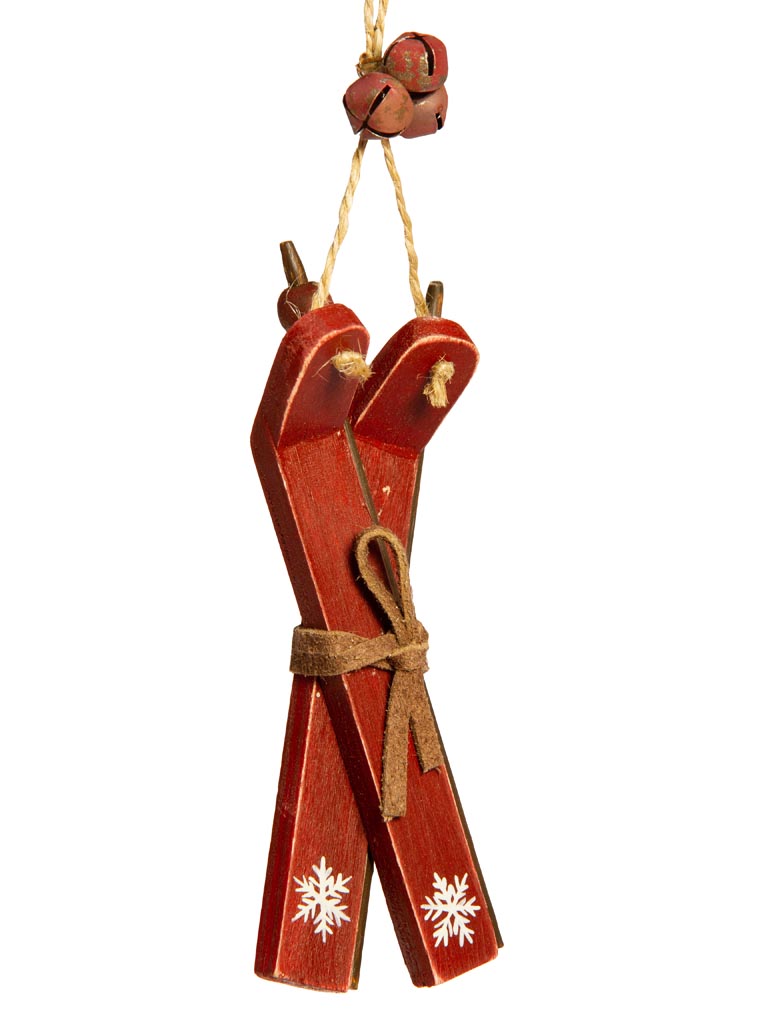 Chehoma Red or White  Ski Wooden Hanging Ornament
