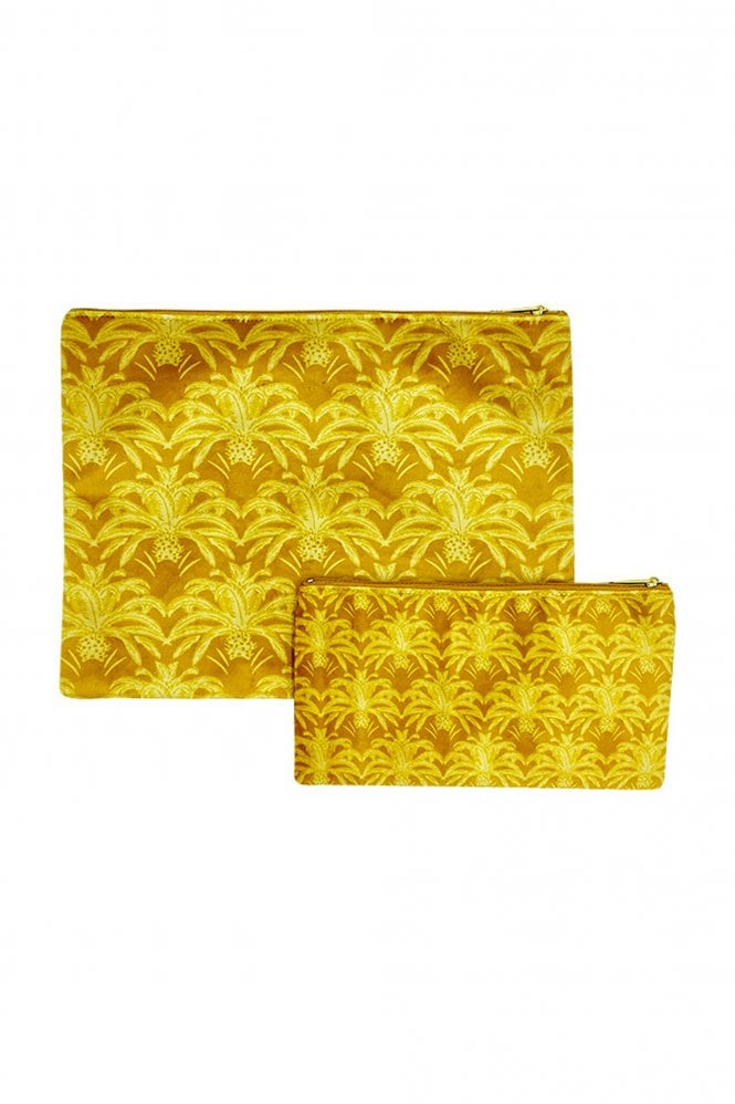 Yellow Palm Makeup Bag