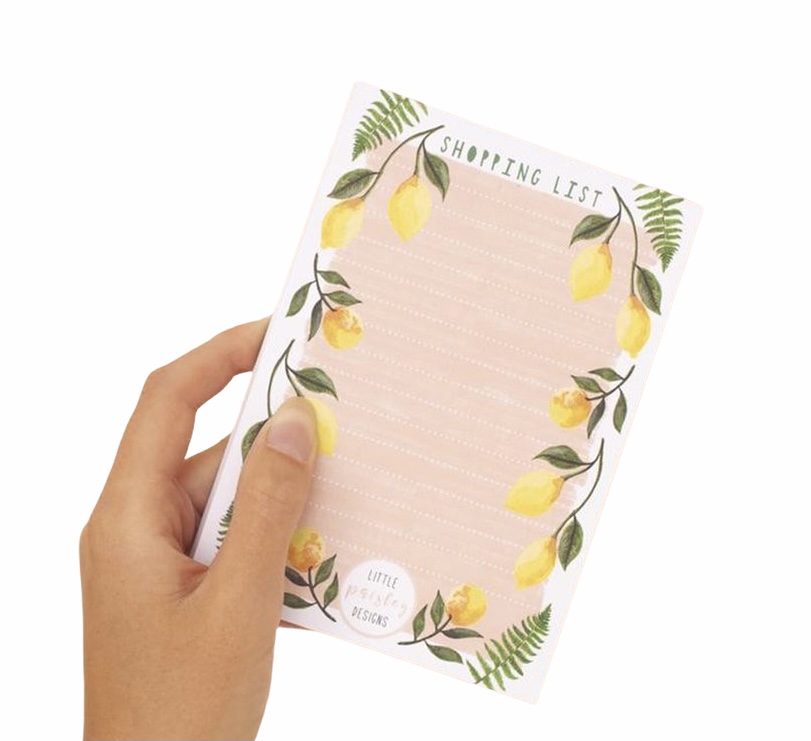 Little Paisley Designs Notepad Lemon Design Magnetic Shopping List 