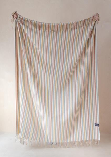 The Tartan Blanket Company Lambswool Blanket In Rainbow Stripe