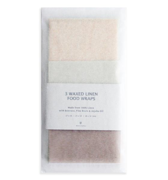 Set Of 3 Waxed Linen Food Wraps