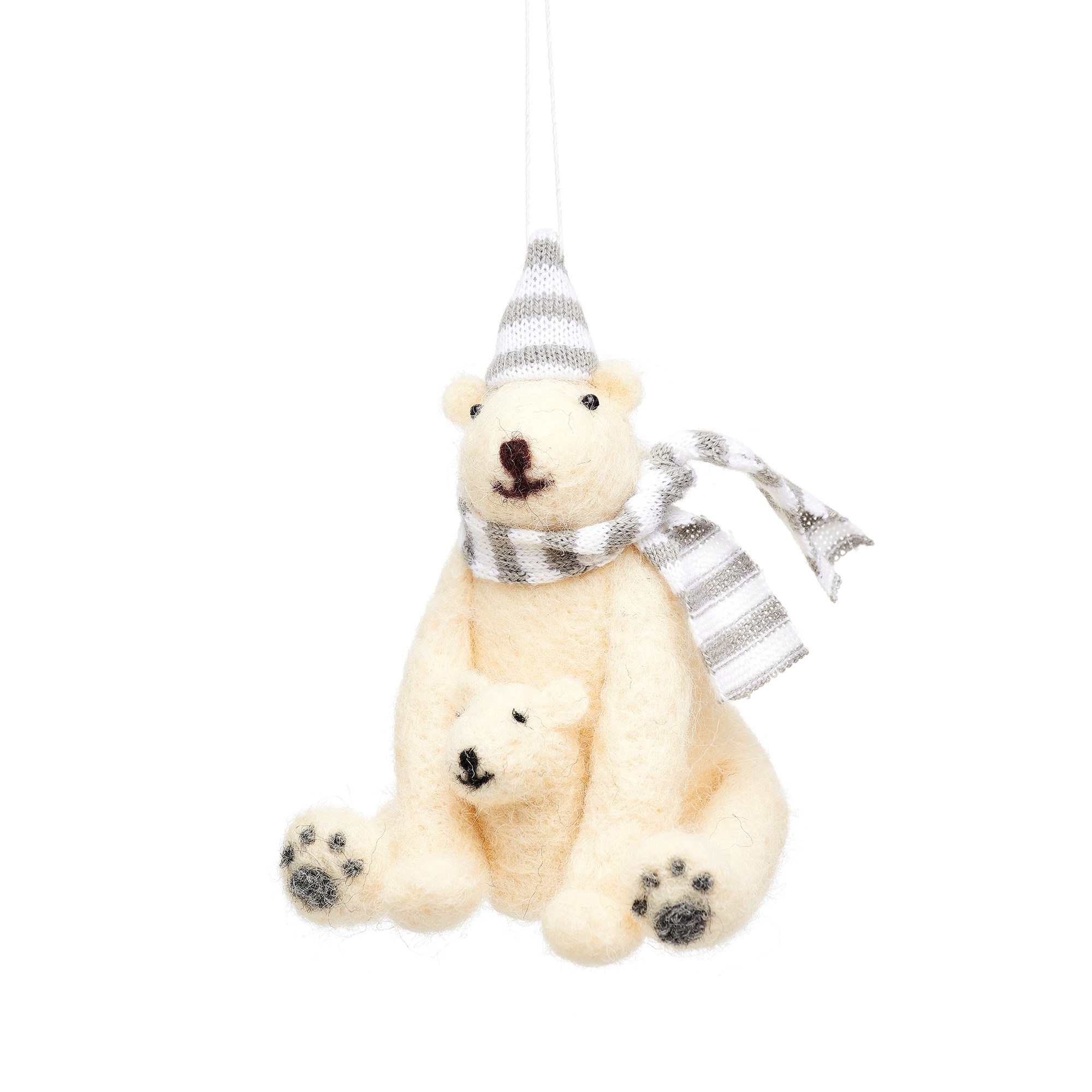 Sass & Belle  Polar Bear With Baby Felt Decoration