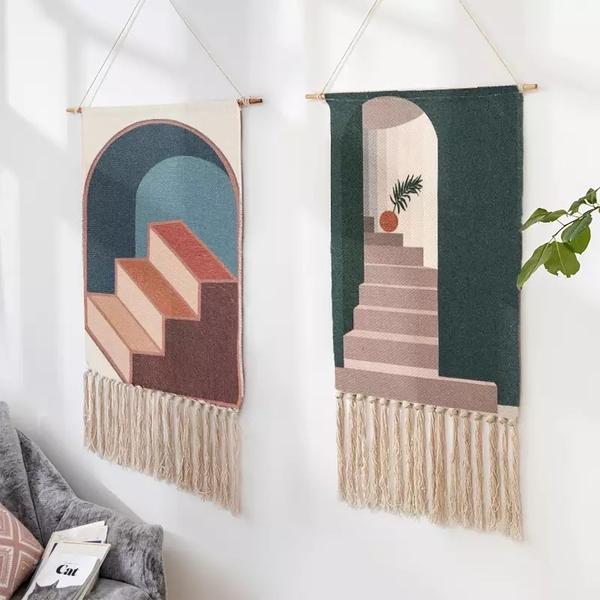 T&SHOP Printed Cotton Tassel Wall Hanging