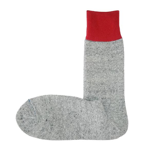 Double Face Crew Socks Red Light Grey