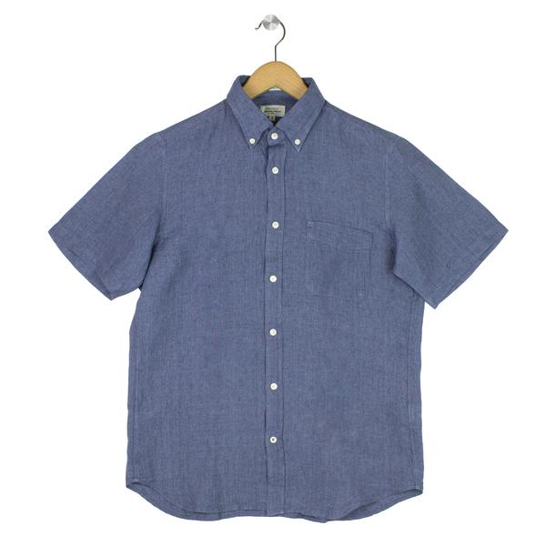 Trouva: Side Mc Short Sleeve Linen Shirt Denim Blue Chambray