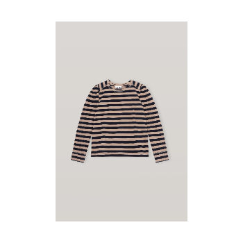 Ganni Striped Cotton Jersey Puff Sleeve Pullover