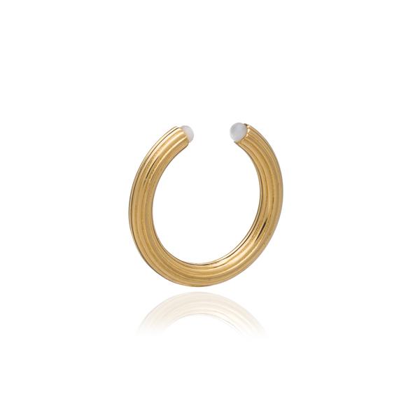 Open Ridged Mother Of Pearl Ring Gold