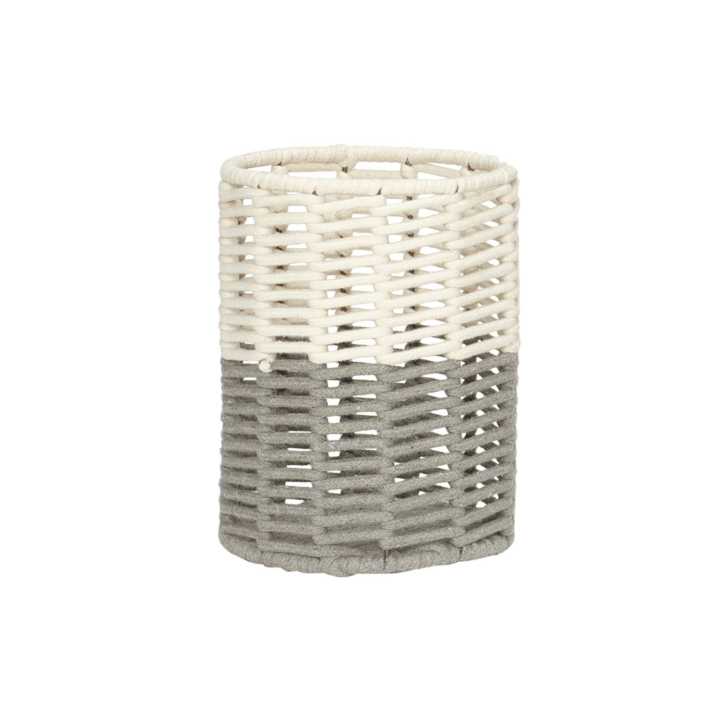 Hubsch Cream and Grey Round Cotton Rope Basket in Small