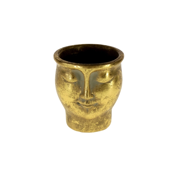 &Quirky Visage Gold Head Planter Small
