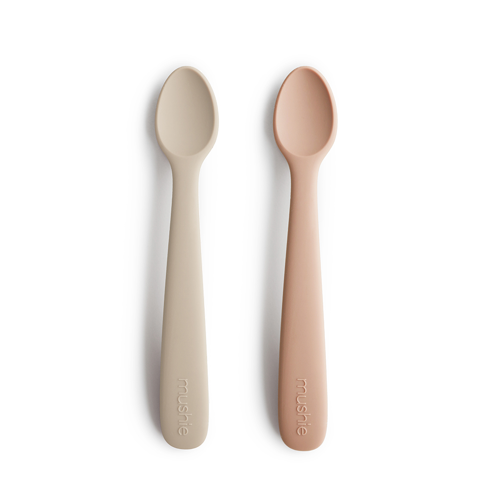 Mushie Blush and Sand Baby Spoons