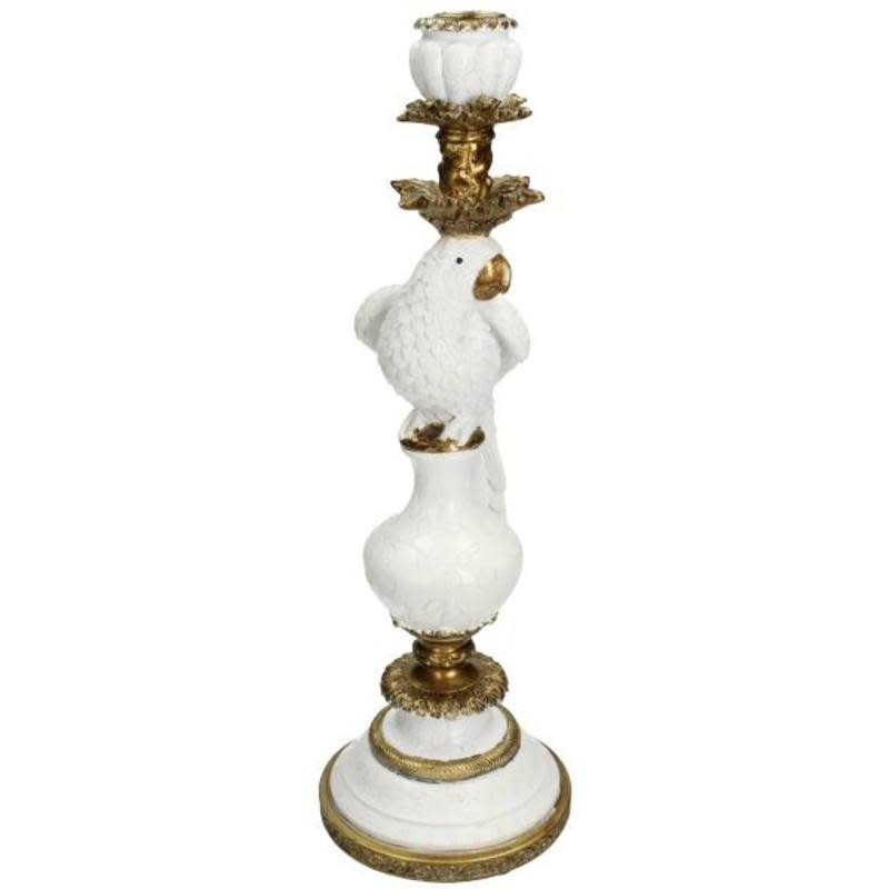 Candle Stick Bird White B 40x13x15cm