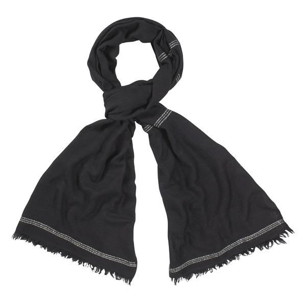 So Just Shop - The Collection Black And White Handloomed 100 Pashmina