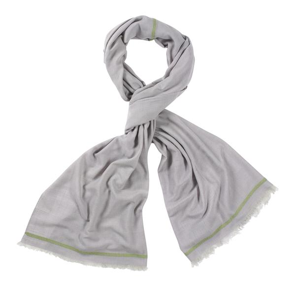So Just Shop - The Collection Grey And Olive Handloomed 100 Pashmina