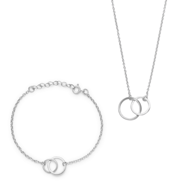 Just Kavita Bracelet Necklace Set Matte Silver