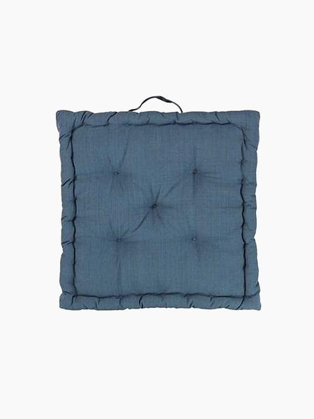 Broste Copenhagen Ava Cotton Box Cushion 50 X 50 Blue Mirage