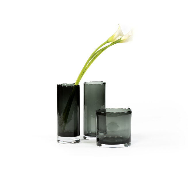 Dekocandle Smoke Glass Organic Rim Vase