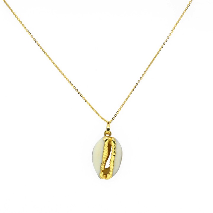 Nilu Gold White Shell Pendant Necklace