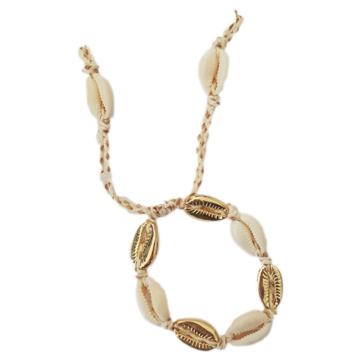 Nilu Gold Shell Cord Bracelet 