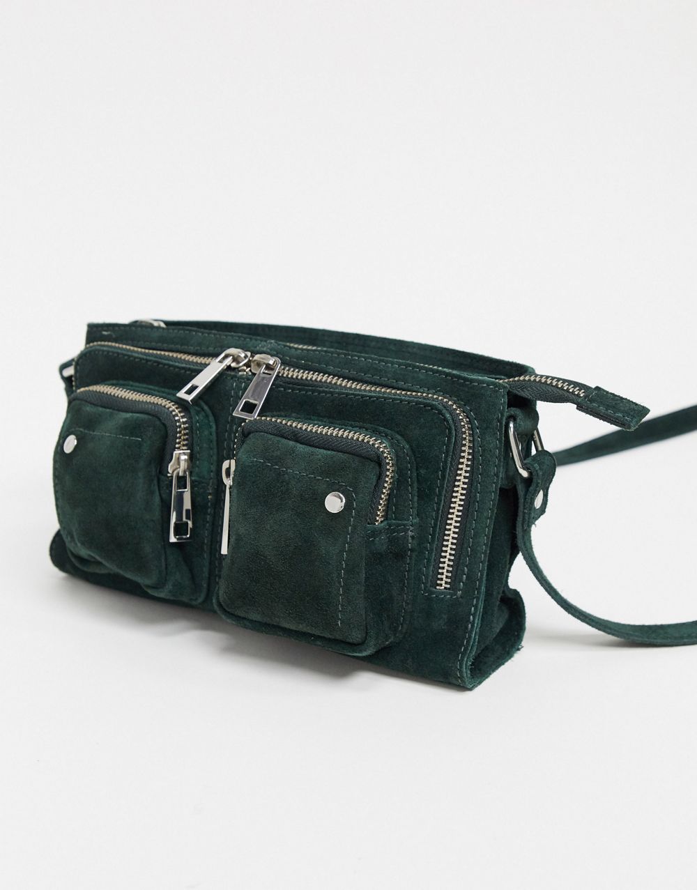 Nunoo Green Stine Suede Bag with Zipper Pockets