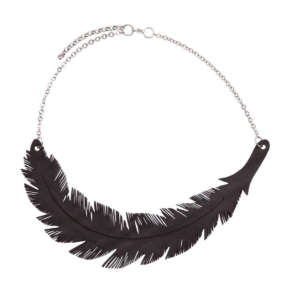 PAGURO Recycled Rubber Angel Feather Necklace