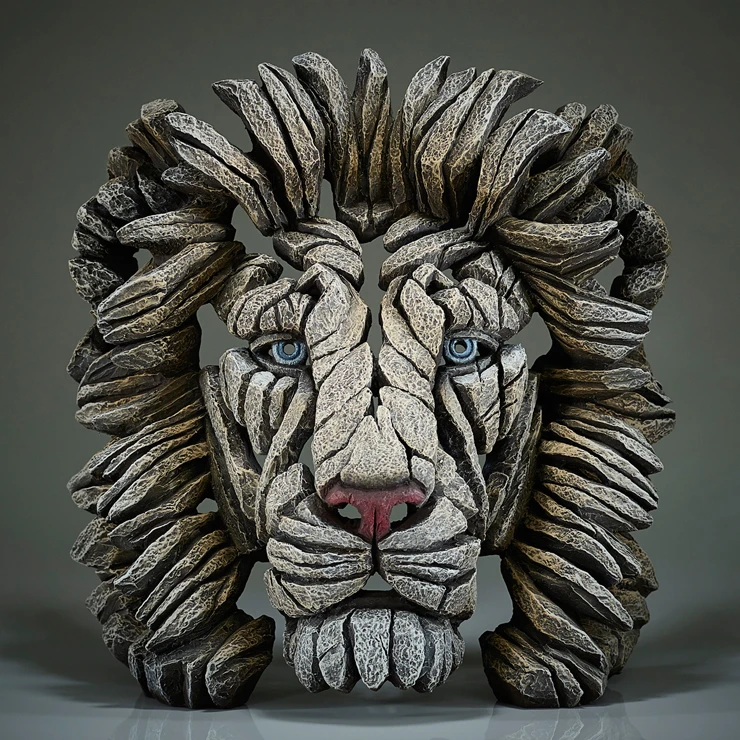 Edge Lion Bust White Sculpture By Matt Buckley
