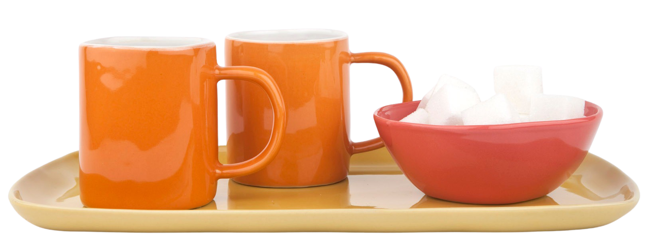 Quail's Egg Set of 2 Orange Ceramic Espresso Cups