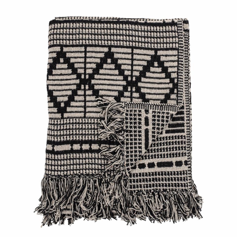 Black Recycled Cotton Gutte Throw