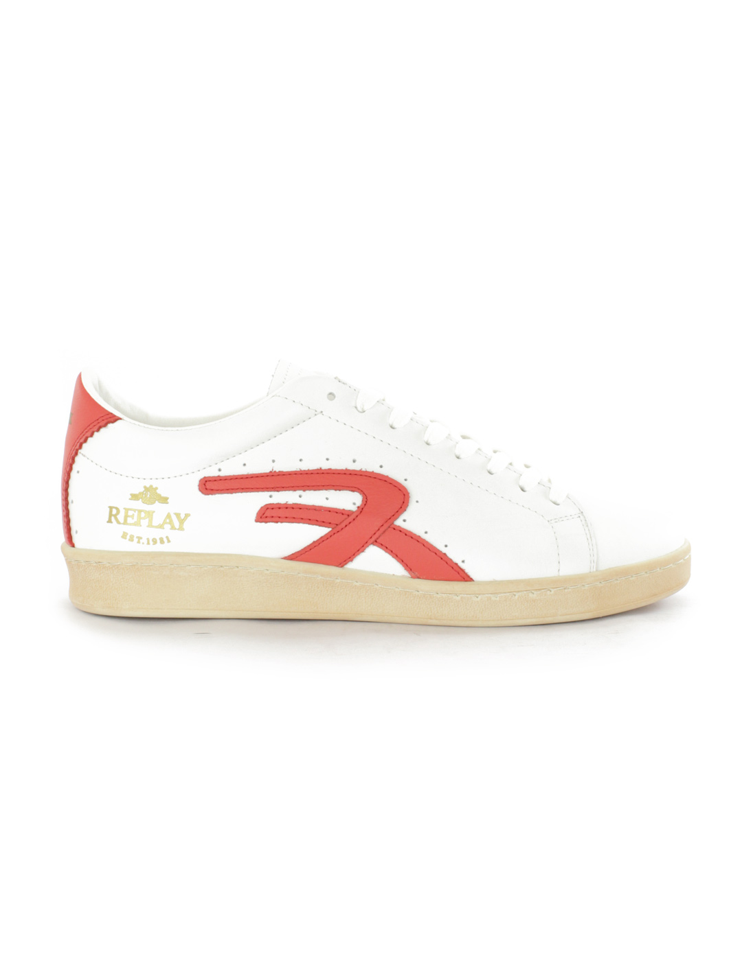 Replay White Newtown Sneakers Red Logo