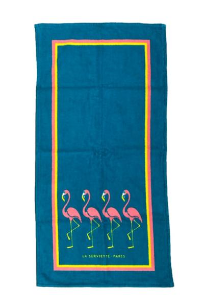 Baby Beach Towel Turquoise Flamingos