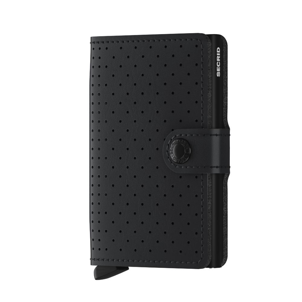 Miniwallet Perforated Black Leather