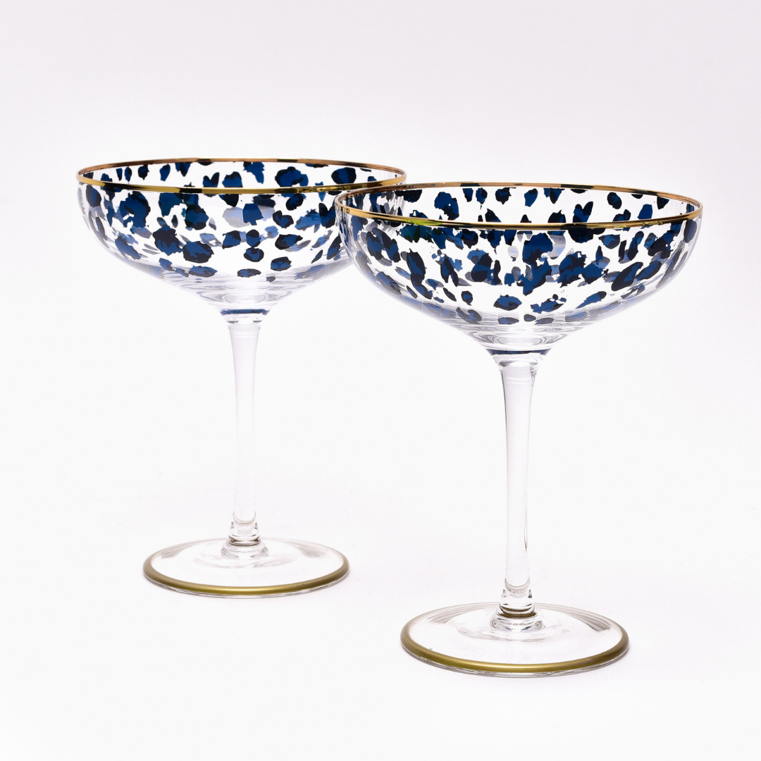 &Quirky Set of 2 Leopard Print Cocktail Glasses