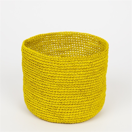 Afroart Handmade Yellow Crocheted Raffia Basket
