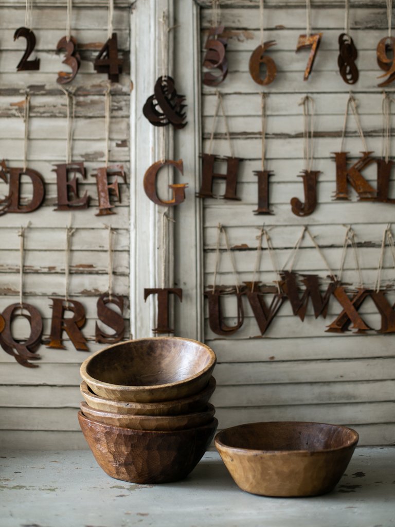 Small Rustic Hand Carved Wooden Bowl