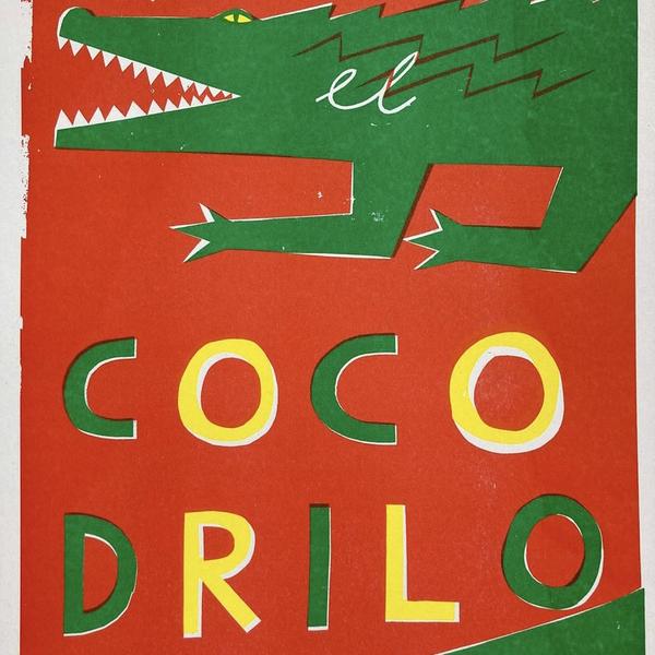 A 3 Cocodrilo Crocodile Riso Print