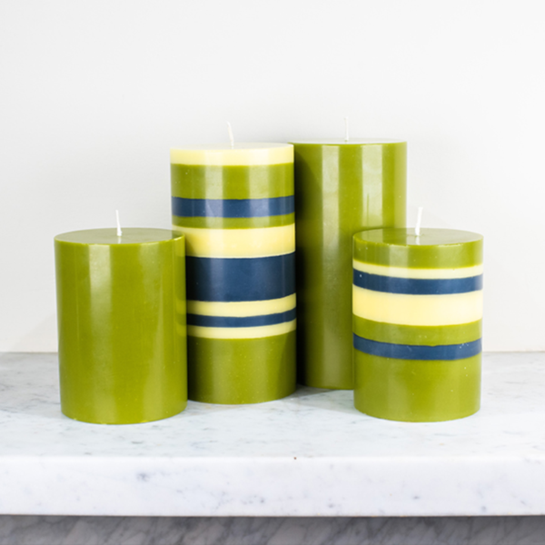 15 cm Eco Pillar Candle Olive