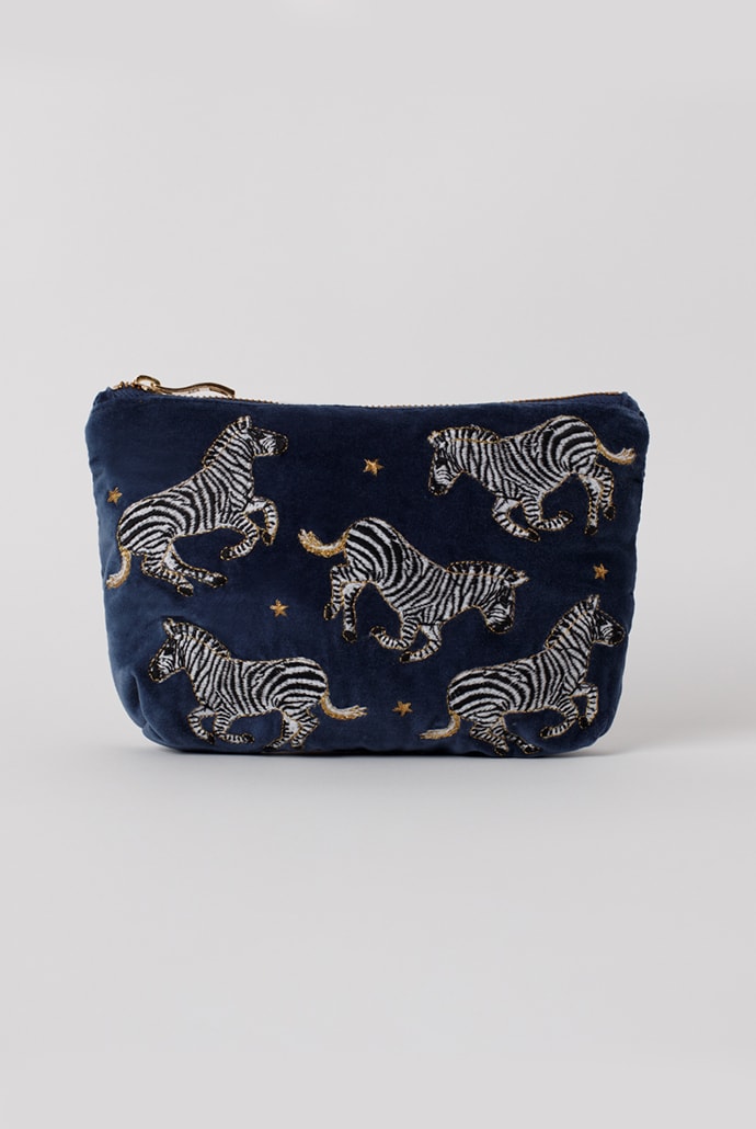 elizabeth-scarlett-indigo-zebra-velvet-makeup-bag