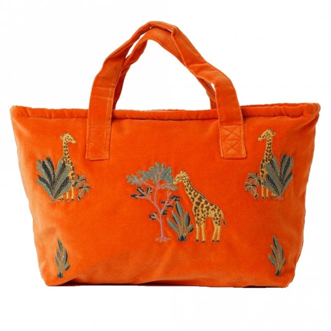 Elizabeth Scarlett Giraffe Orange Velvet Day Bag