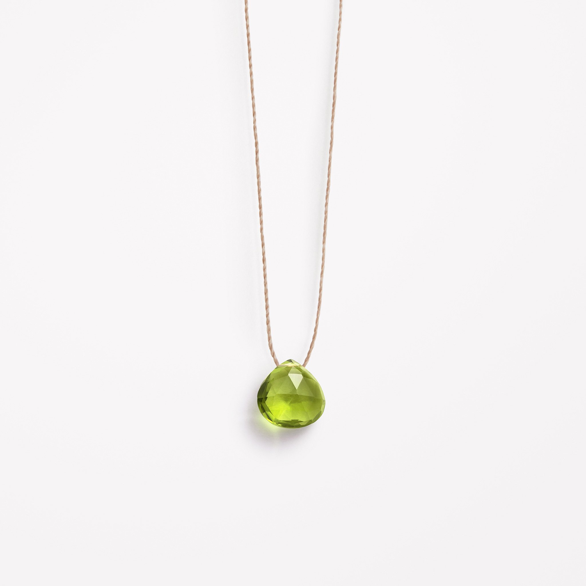 August Fine Cord Birthstone Necklace Green Peridot