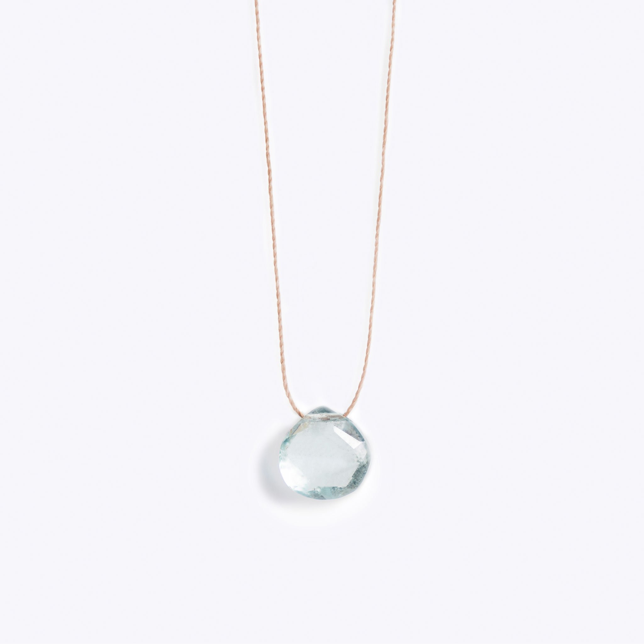 March Fine Cord Birthstone Necklace Aquamarine