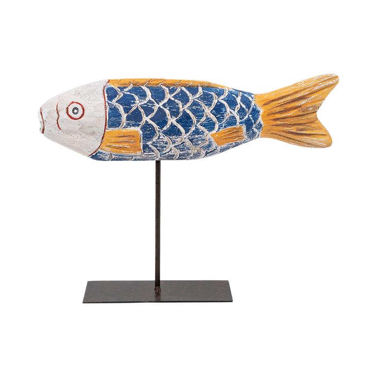 Batela Wooden African Blue and Yellow Fish
