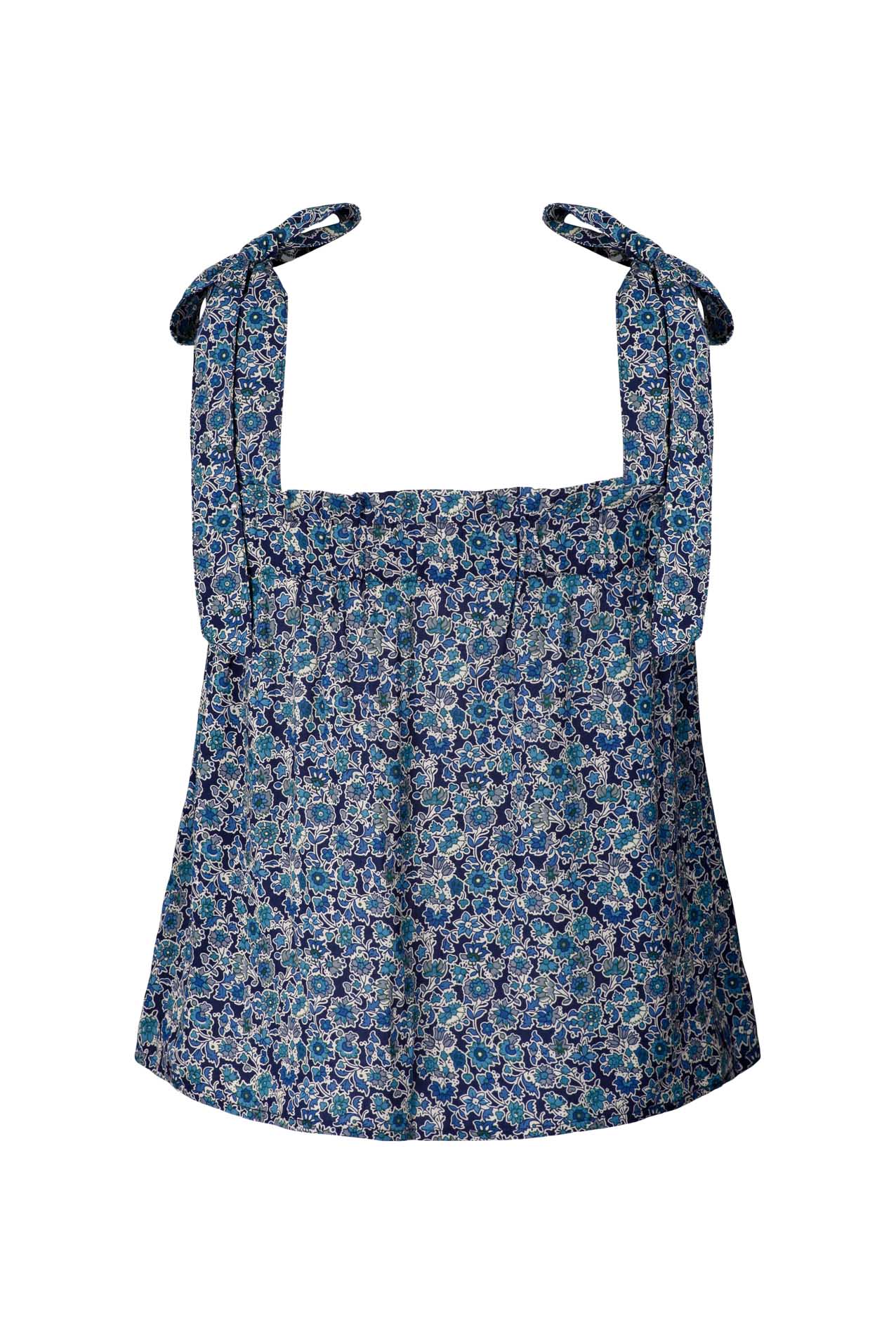 Lollys Laundry Anne Floral Blue Top with Tie Details
