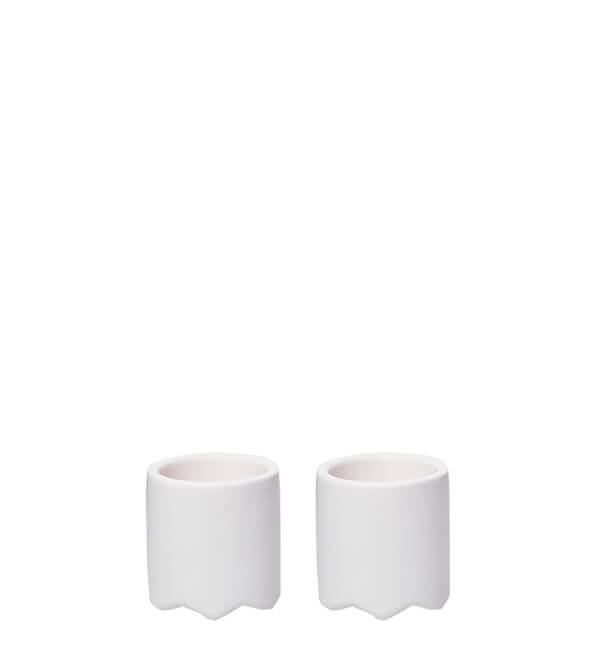 Set of 2 White Matt Ceramic Sustainable Wave Egg Cups