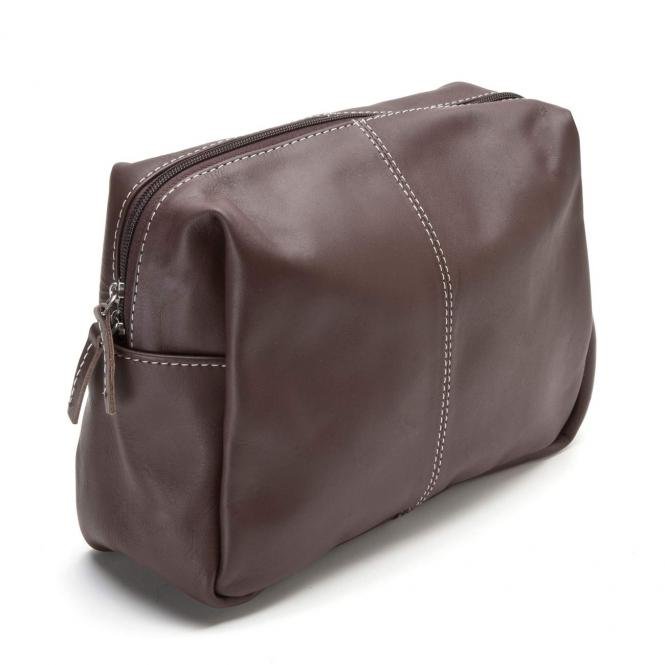 Orskov toilet bag made of leather large brown