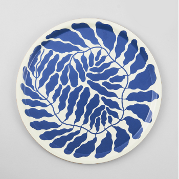 Wrap Leaves Large Blue Plywood Tray