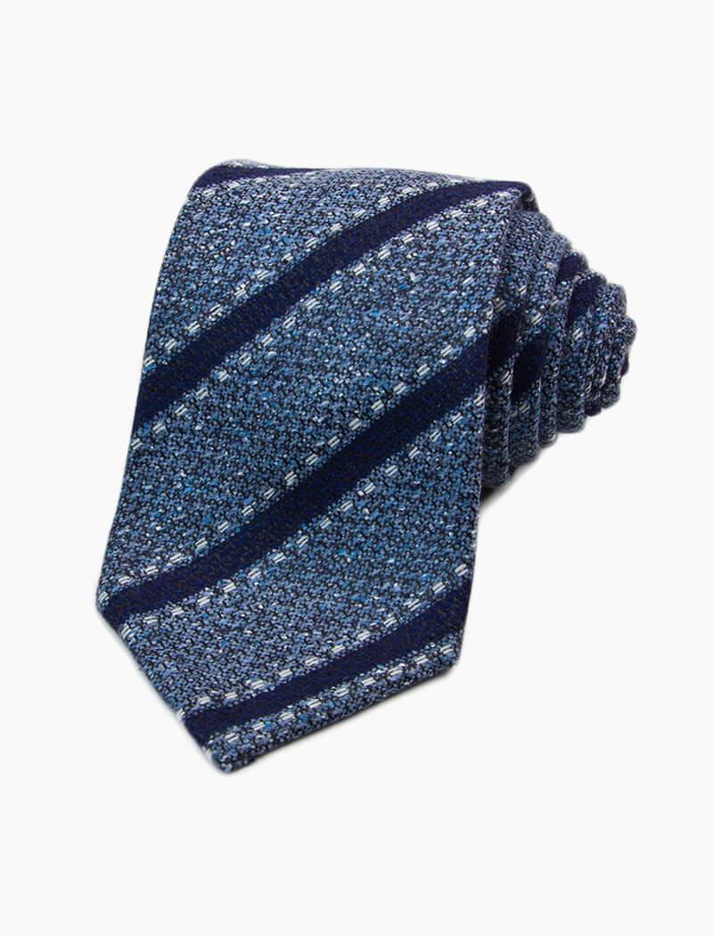 40 Colori Blue Striped Silk and Wool Tie