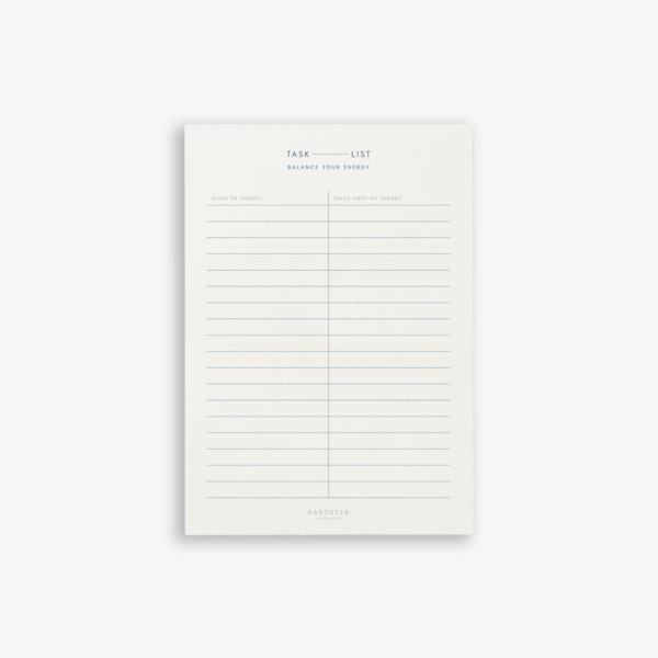 Energy Balance Task List Pad