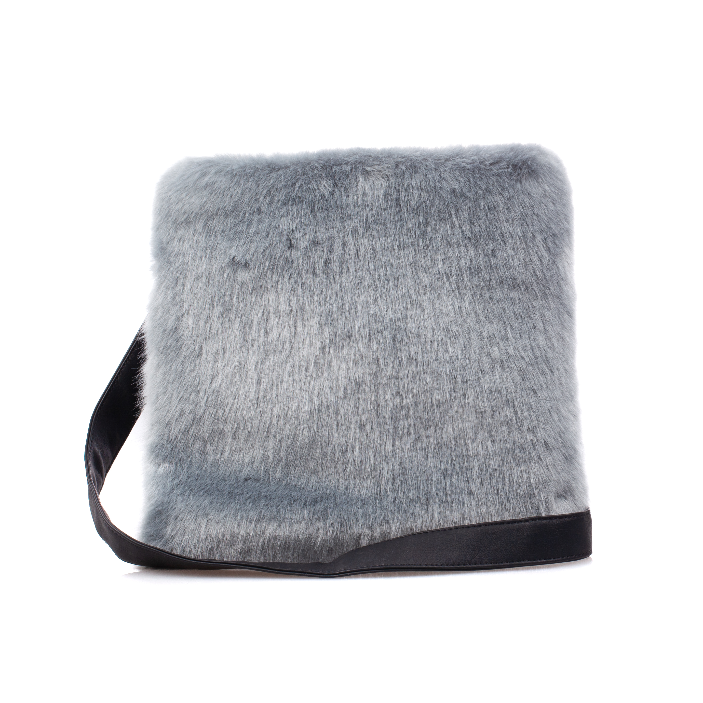 Vegan Luxury Faux Fur Storm Blue Cross Body Tote Bag