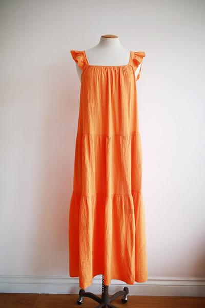 Trouva: Frilly Strappy Cheesecloth Dress Orange