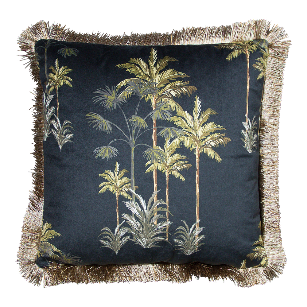 45 x 45cm Black Palm Trees Cushion