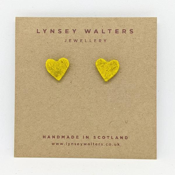 Lynsey Walters Heart Studs Mustard